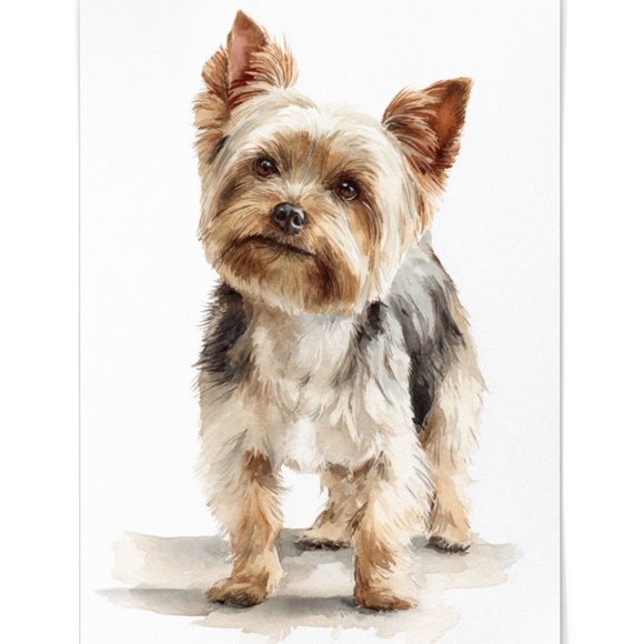Watercolor Yorkshire Dog Portrait Art Print – Unframed Fine Art Poster - Picture 2 of 5